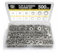 SOL 500pc Flat and Spring Cushion Washers for Screws 12 Sizes Small to Large - Assorted Stainless Steel Washers for Bolts Nuts DIY Plumbing Mechanical Repairs Corrosion Resistant Fixings Fasteners