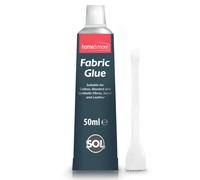 SOL 50ml Fabric Glue Strong with Spreader - Adhesive for Fabrics, Crafts, Upholstery, Material, Badges, Textile, Felt or Wool - Waterproof, Flexible,