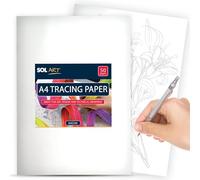 SOL 50pk A4 Tracing Paper - Transparent Sheets for Technical Drawing | Smooth tear resistant surface, compatible with pencil and pen, for art and dressmaking