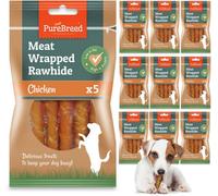 SOL 50Pk Meaty Twist Wrap Dog Treats, Chicken-Flavour Rawhide Sticks, Puppy Chews For Reward And Training