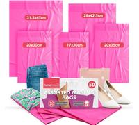 SOL 50Pk Pink Assorted Mailing Bags Self Seal Mixed Size Parcel Bags Delivery Bags For Packaging Shipping And Postal Use For Clothes