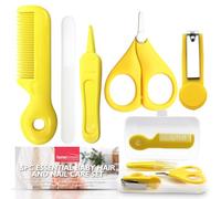 SOL 5pc Essential Baby Hair & Nail Care Set with Comb, Clippers, Scissors, Tweezers & File, Newborn Grooming Manicure & Brush Healthcare Kit, Ideal for New Parents and Childcare Needs