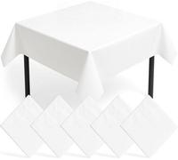 SOL 5Pk White Paper Table Covers 90X90Cm Disposable Tablecloths For Parties Thick Absorbent Design Easy Clean Up For Events