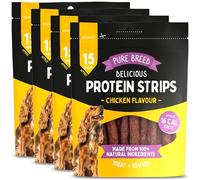 SOL 600g Delicious Protein Strips Chicken Flavour, 3.9 Inch of Savoury Chicken Strips for Dogs & Puppies, High Protein Dog Treats, Chewy Training Snacks, Easily Digestible in Resealable Pack (4x150g)
