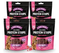 SOL 600g Delicious Protein Strips, Long Lasting Dog Chew, 10cm Flavourful Beef Dog Treats for Training & Rewards, High Protein Chews for Puppies & Adults, Travel Friendly in Resealable Pack (4x150g)