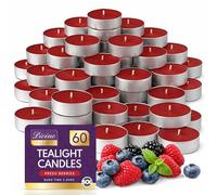 SOL 60pk Fresh Berries Scented Tea Light Candles Long Burning - 3.5 Hour Burn Time, Ideal for Home, Relaxation, Spa, Massage, Romantic Dinners, Weddings & Anniversaries, Festive Decor & Cosy Evenings