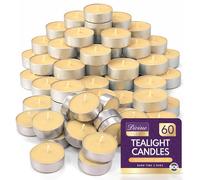 SOL 60pk Indulgent Vanilla Scented Tea Light Candles Long Burning - 3.5 Hour Burn Time, Ideal for Home, Relaxation, Massage, Romantic Dinners, Weddings & Anniversaries, Festive Decor & Cosy Evenings