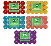 SOL 60pk Mixed Scented Tea Lights Candles - Fresh Berries, Lavender, Fresh Peach, Mountain Spring, Vanilla Scented Tea Lights, Long-Lasting for Home Decor, Aromatic, Cosy Evenings & Special Occasion