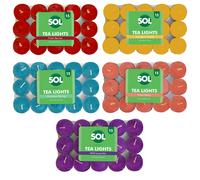 SOL 60pk Mixed Scented Tea Lights Candles - Fresh Berries, Lavender, Fresh Peach, Mountain Spring, Vanilla Scented Tea Lights, Long-Lasting for Home