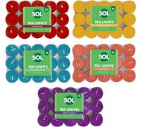 SOL 60Pk Mixed Scented Tea Lights, Fresh Berries, Lavender, Peach, Mountain Spring And Vanilla, Long-Lasting Candles For Home Decor