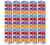 SOL 60pk Mixed Tea Lights Candles Scented Long Burning - 3.5 Hour Burn Time Tealights, Wild Lavender, Fresh Peach, Mountain Spring, Fresh Berries for Home, Spa, Weddings, Anniversaries & Cosy Evenings