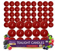 SOL 60pk Tea Light Candles Fresh Berries - 3.5 Hour Burn Time, Scented Tea Lights, Long-Lasting and Ideal for Home, Relaxation, Romantic Dinners, Weddings, Festive Decor, Cosy Evenings