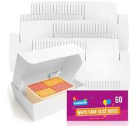 SOL 60pk White Cake Boxes for Cake Portions 105 x 65 x 35mm Dessert Boxes Food Safe Bakery Packaging Takeaway Individual Treats For Birthday Parties, Weddings, Sturdy Cardboard Easy Assemble