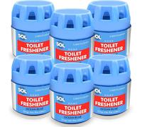 SOL 6Pk 70G Toilet Fresheners Ocean Scented Blue Cistern Blocks Last 1000 Flushes Prevents Limescale Cleans Rims Strong Freshner