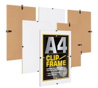 SOL 6pk A4 Clip Frames, 8x12 Frameless Clip Picture Frames, Poster, and Certificate Display, Durable Clip Frame A4 Clear Non Glass Shatter Resistant for Home & Office, Metal Clip Frame for Sleek