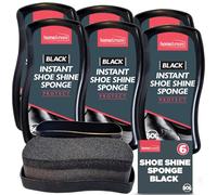 SOL 6pk Black Instant Shoe Shine Sponge - Quick Shine Applicator for Leather and Vinyl - Easy to Use Polish Sponge for Black Shoes, Boots, Bags, Handbags and Other Accessories