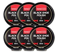 SOL 6pk Black Shoe Polish 150ml - Beeswax & Carnauba Wax Cream for Protection, Colour Care Shine & Surface Conditioning, Suitable for Boots, Bags, Formal Casual & Daily Wear Leather Footwear (6x50ml)