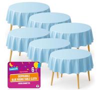 SOL 6pk Blue Round Table Cloth Disposable 140cm Party Tablecloths for Circular Table Cloth Cover - Durable Spill Protection - Perfect for Weddings, Buffets, Catering, Restaurants & Special Events