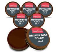 SOL 6pk Brown Shoe Polish 300ml - Beeswax & Carnauba Wax Cream for Protection, Colour Care Shine & Surface Conditioning, Suitable for Boots, Bags, Formal Casual & Daily Wear Leather Footwear (6x50ml)
