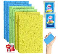 SOL 6pk Cellulose Kitchen Sponges Washing Up, Highly Absorbent Household Cleaning Scourers for Dishes, Safe and Reusable Cleaner for All Sink, Bathroom and Counter Surfaces