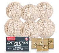 SOL 6pk Cotton String Ball 150m Butchers String for Cooking Meat Cotton Twine Food Safe Kitchen Twine for Roasting Trussing BBQ Craft Use DIY Projects Garden Tying Natural Strong Multi Purpose Cord
