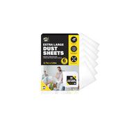 SOL 6pk Extra Large Dust Sheets - 3.6x2.7m Heavy Duty Plastic Sheeting for Painting, Decorating, Furniture & Floor Protection