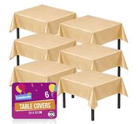 SOL 6pk Gold Square Table Cloths 121 x 121cm - Disposable Party Covers
