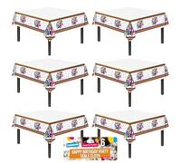 SOL 6pk Happy Birthday Table Cloth 180x108cm Plastic Tablecloth Party Table Cover - Waterproof Disposable Decoration for Buffets & Events - Spill-Resistant Rectangular Cover for Dining & Celebration