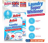 Sol 6Pk Laundry Whitener For White Clothes Wash, Boosts & Revives Dull Whites, Powerful Clothes Brightener, Fabric Stain Remover