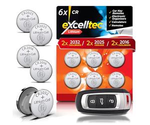 SOL 6pk Lithium Power Coin Battery, Car Key Fob Batteries Assorted 3V CR2032, CR2025, CR2016 Flat Batteries, Long-Lasting and Reliable for Scales, Watches, Remote Controls, and Small Electronics