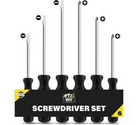SOL 6pk Screwdriver Set - Non-Slip Grip Professional Tools with 3.4mm & 4.5mm Tips - Precision Screwdrivers for Electric Work, Electronics, and Home Repairs - Phillips and Flathead Screwdriver Set