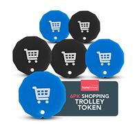 SOL 6pk Shopping Trolley Token 12 Sided Keyring for Supermarket Carts Pound Coin Alternative Lightweight Durable Acrylic Clear Finish Smooth Edges Easy Carry Pocket Accessory Everyday Convenience
