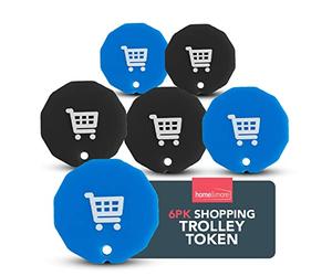 SOL 6pk Shopping Trolley Token 12 Sided Keyring for Supermarket Carts Pound Coin Alternative Lightweight Durable Acrylic Clear Finish Smooth Edges Easy Carry Pocket Accessory Everyday Convenience