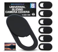 SOL 6pk Universal Sliding Camera Covers, 18.5mm x 9mm Slider for Laptops, Tablets, Phones, Ultra-Thin 0.77mm Webcam Protector for Privacy, Security, Reliable Fit, Easy Use, and Sleek Modern Design.