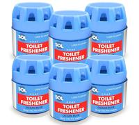 SOL 6pk x 70g Toilet Fresheners, Ocean Scented Blue Cistern Blocks, Last 1000 Flushes, Prevents Limescale, Cleans Rims, Strong Air Freshners and Loo Cleaner for Bathroom Air, Room, Home Airfreshener