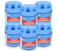 SOL 6pk x 70g Toilet Fresheners, Ocean Scented Blue Cistern Blocks, Last 1000 Flushes, Prevents Limescale, Cleans Rims, Strong Air Freshners and Loo Cleaner for Bathroom Air, Room, Home Airfreshener