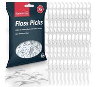 SOL 75pk Dental Floss Picks - Unflavoured Flossing Sticks, Mint-Free Flossers for Teeth, Thin String & Pointed Toothpick Tip, Easy Grip for Tight Gaps & Daily Cleaning, Ideal for Home, Work or Travel