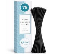 SOL 75pk Rattan Black Reed Diffuser Sticks Replacement - 20cm x 3mm Refill for Spa Fragrance, Aromatherapy Therapy, Lightweight and Porous, Suitable for Living Room, Bedroom, Bathroom, Home and Office