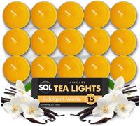 SOL 75Pk Vanilla Tea Lights - Vanilla Tea Lights - Tea Light Candles - Long Burning Tealights - Scented Tea Light Candles - Vanilla