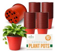 SOL 80pk Small Plant Pots Plastic - 11.7 x 10cm Nursery Containers Seedling Planters Flower Herb Veg Indoor Outdoor Garden Patio Balcony Use