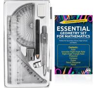 SOL 8Pc Geometry Set For Secondary School, Complete Maths Kit With Ruler, Protractor, Compass, Pencil And Eraser For Students