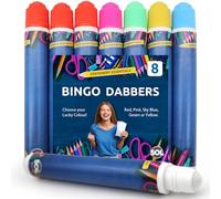 SOL 8pk Bingo Dabbers, Assorted Colour Pack, Fast-Drying Ink, Easy-Grip Pen Design, Mess-Free Markers, Smooth Application, Ideal for Games, Arts & Crafts, School Activities, Fun & Effortless Use