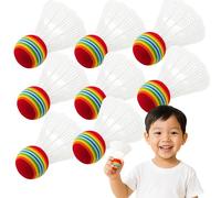 SOL 8pk Shuttlecocks, Badminton Nylon Plastic Birdies for Indoor and Outdoor Solo Play, Durable Rainbow Base Shuttle Cock Balls, Lightweight Recreational Training for Kids, Adults, Fun Play Solution