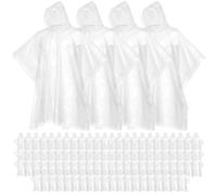SOL 96pk Rain Ponchos - Clear Waterproof Disposable Raincoats Bulk