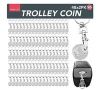 SOL 96pk Trolley and Locker Coin - UK Pound Token Keyring for Shopping Trolleys - Durable Metal Shopping Token with Key Clip