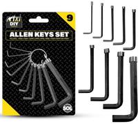 SOL 9Pk Allen Key Set 2mm-8mm, Heavy-Duty Metric L-Shaped Hex Wrenches For Diy, Repairs, Furniture Assembly And Maintenance
