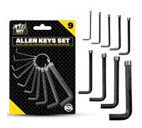 SOL 9pk Small Allen Key Set Heavy Duty Hex Tools 2mm to 8mm Sizes Hardened Steel Wrenches Short Arm Precision Fit for Furniture Assembly DIY Repairs Bicycle Maintenance Workshop Home Use