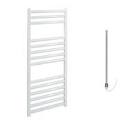 Sol*Aire Heating Products Bray Straight Electric Heated Towel Rail/Warmer/Radiator, White. Round Tube, 25mm Bars, High Output. For Bathroom, Kitchen, 800 x 300