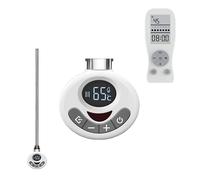 Sol*Aire Heating Products R3 Thermostatic Electric Element With Timer And Remote For Heated Towel Rail/Warmer Conversion. LOT 20 Compliant, Digital Display, Splash Proof, White, 300W