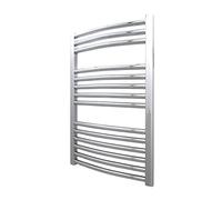 Sol*Aire Quartz Standard Curved Heated Towel Rail For Central Heating - The Bray (1434 BTU), Chrome, 800 x 500
